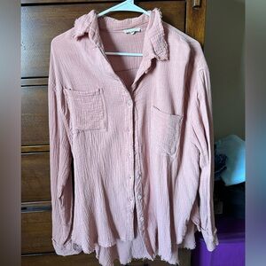 La Miel Peach Gauzy Top
